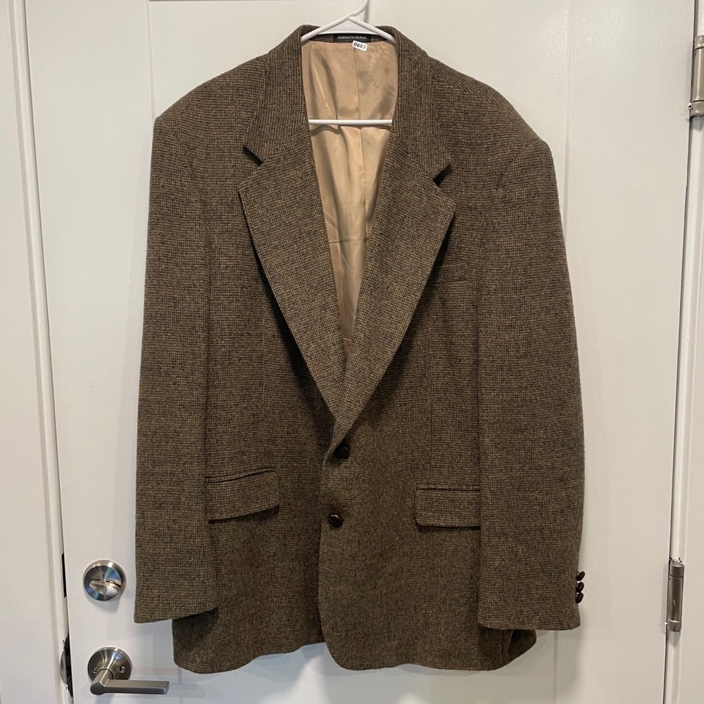 Amherst and Brock Today's Man Brown Tweed Sport Coat Blazer 46L Tailored in USA